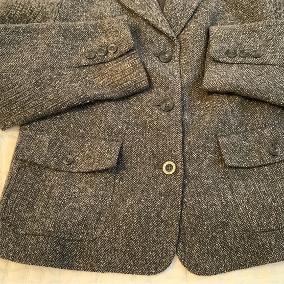 L.L.Bean Classic Herringbone Wool And Silk Grey Blazer Jacket Size M - Picture 6 of 9